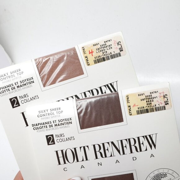 Vintage HOLT RENFREW Silky Sheer Pantyhose Nylons Control Top NEW 4 Pairs Lycra - Picture 6 of 8